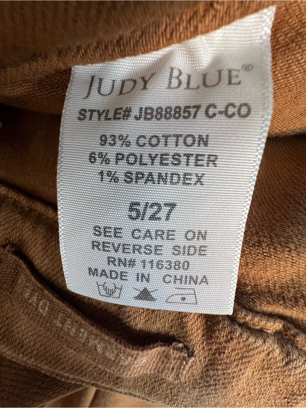 Judy Blue Jogger Jean Camel Brown High Waist Zip Button Drawstring Stretch 5/27👍 - Picture 8 of 8
